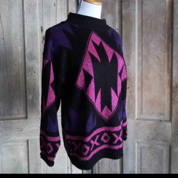 Vintage Black Aztec Sweater - Picture 1 of 7